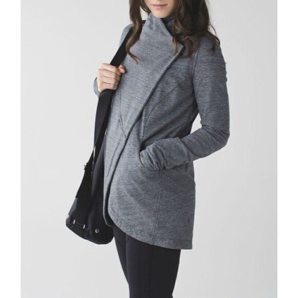 Lululemon Size 6 That's A Wrap Jacket Heathered Slub Coal Stretch French Terry - Picture 2 of 16